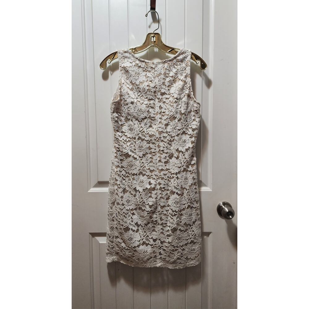 Crystal Doll Juniors 7 White Floral Lace Embellished Semi-Formal Cocktail Dress - Picture 7 of 9